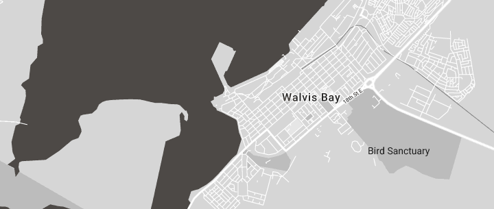 Monochrome Map of Walvis Bay, Namibia